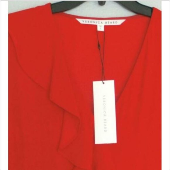 Veronica Beard Odessa Ruffle Poppy Red Dress 8 - Picture 5 of 8